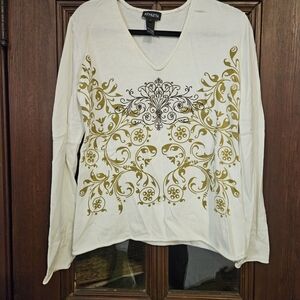Athleta Long Sleeve Top with Gold Accents